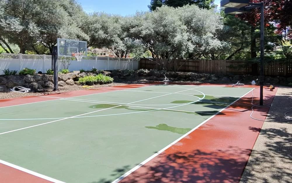 Stockton athletic court algae removal before and after